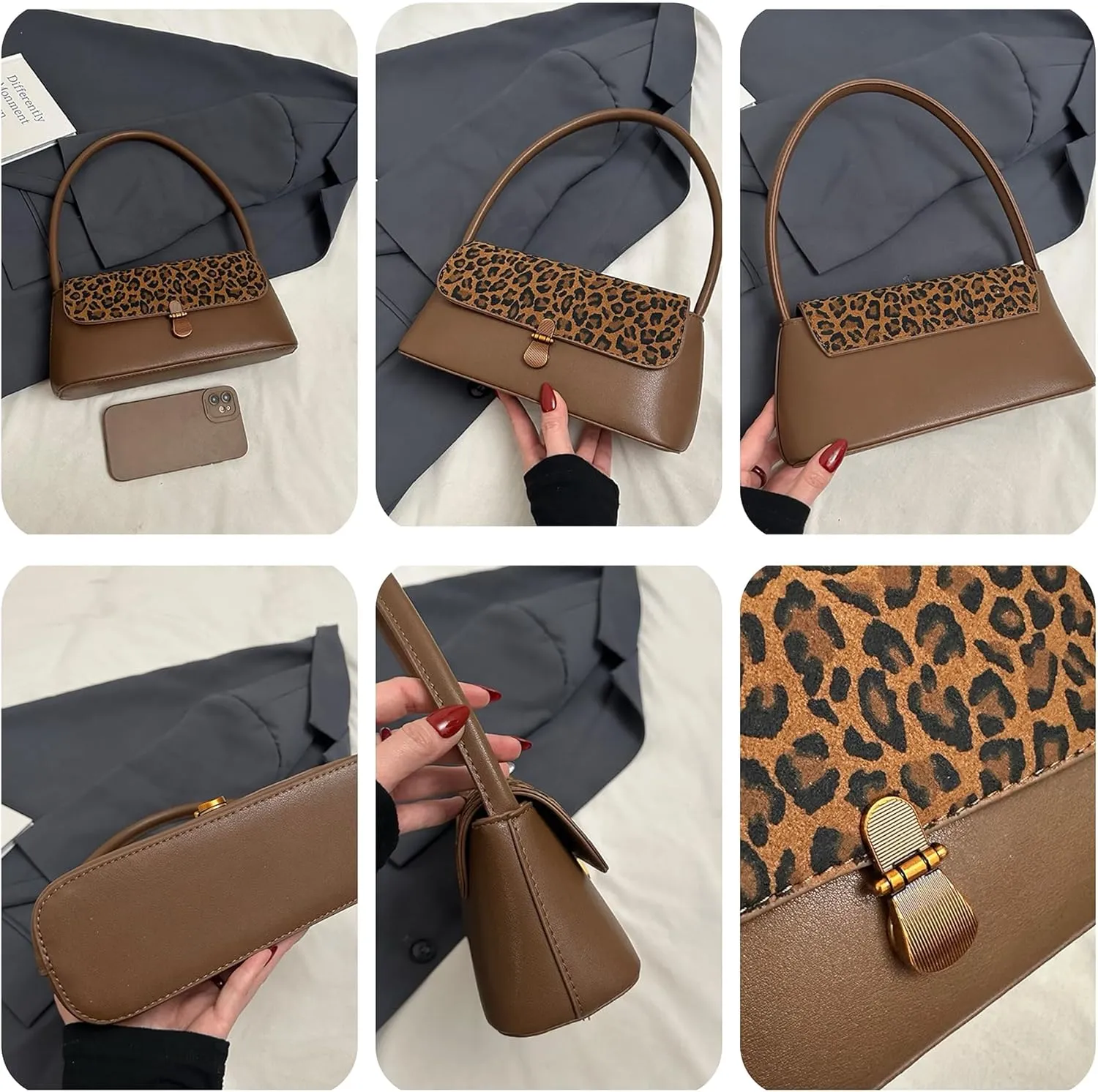 Retro French Clutch Handbag, Small Shoulder Bag for Women 90s Classic Purse Bag