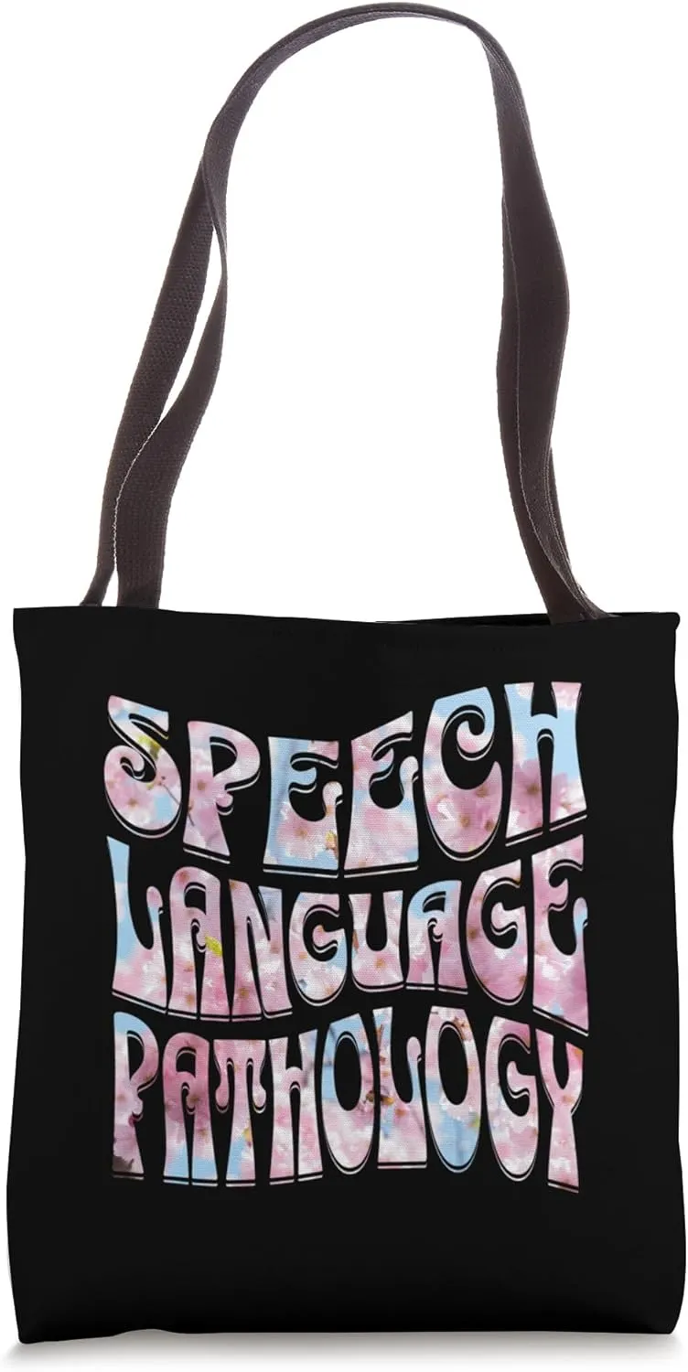 Retro Groovy Speech Language Pathology With Flowers Cute SLP Tote Bag