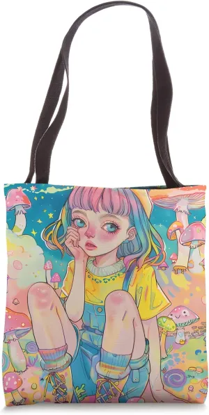 Retro-Inspired Groovy Kawaii Design Tote Bag