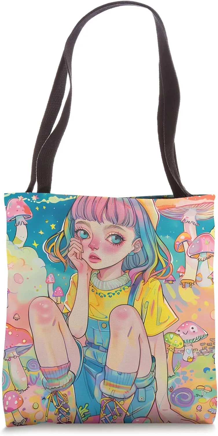Retro-Inspired Groovy Kawaii Design Tote Bag