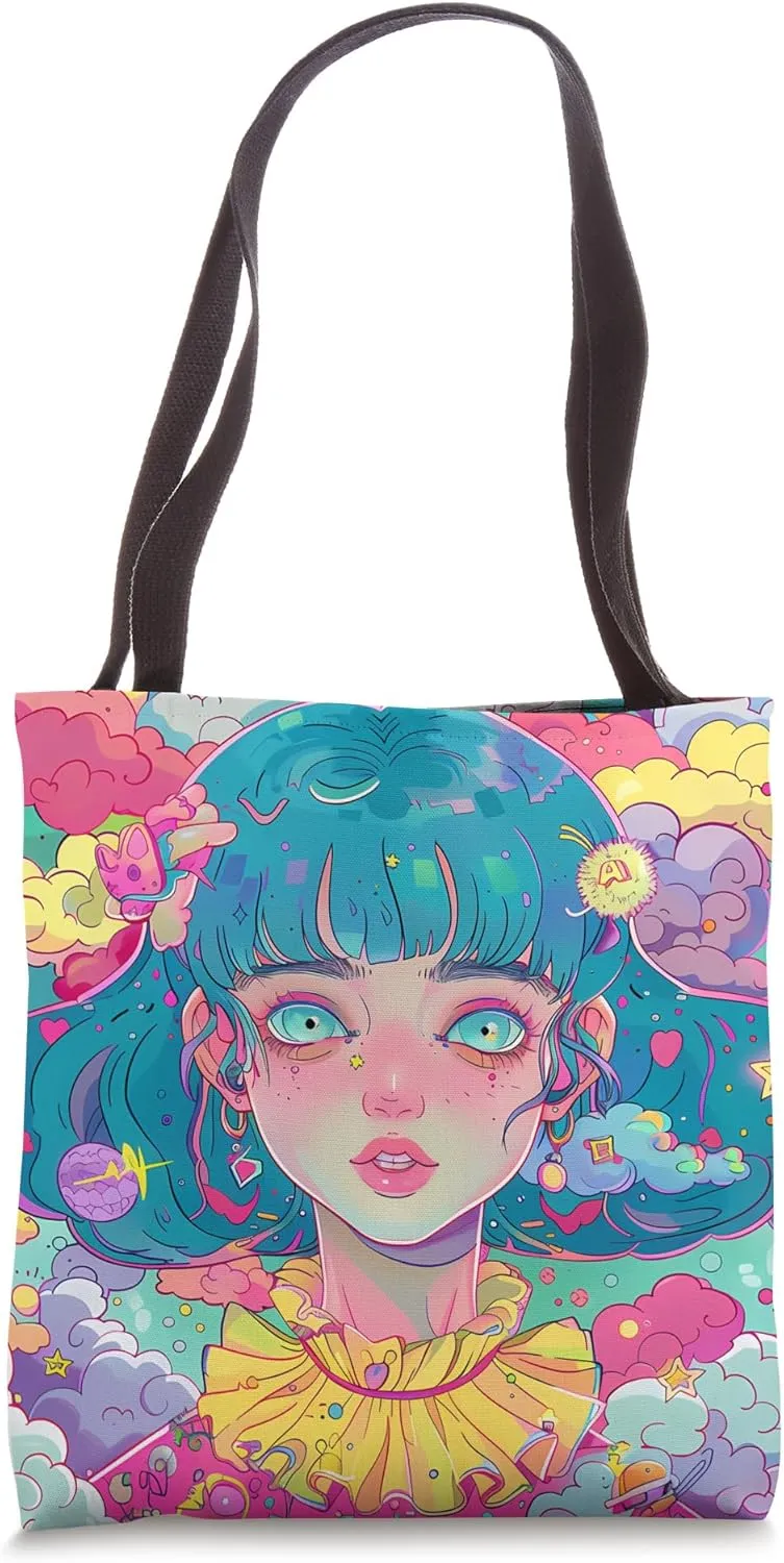 Retro-Inspired Groovy Kawaii Design Tote Bag