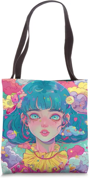 Retro-Inspired Groovy Kawaii Design Tote Bag