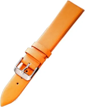 RHAIYAN Watch Accessories 12mm-22mm Leather Watch Band New Green Watch Band Crocodile Leather Needle Chain Compatible With DW Daniel Wellington Specific ( Color : Orange silver buckle , Size : 22mm )