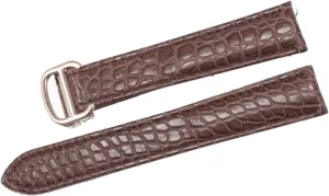 RHAIYAN Watch Accessories Crocodile Leather Watch Band with Stainless Steel Folding Buckle Compatible with Cartier Tank Solo Series Strap Specific (Color : Brown, Size : 16MM_Gold Buckle)