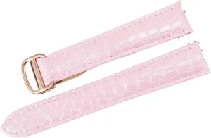 RHAIYAN Watch Accessories Crocodile Leather Watch Band with Stainless Steel Folding Buckle Compatible with Cartier Tank Solo Series Strap Specific (Color : Fluorescent Pink, Size : 23MM_Rose Gold BU