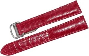 RHAIYAN Watch Accessories Crocodile Leather Watch Band with Stainless Steel Folding Buckle Compatible with Cartier Tank Solo Series Strap Specific (Color : Red, Size : 14MM_Gold Buckle)