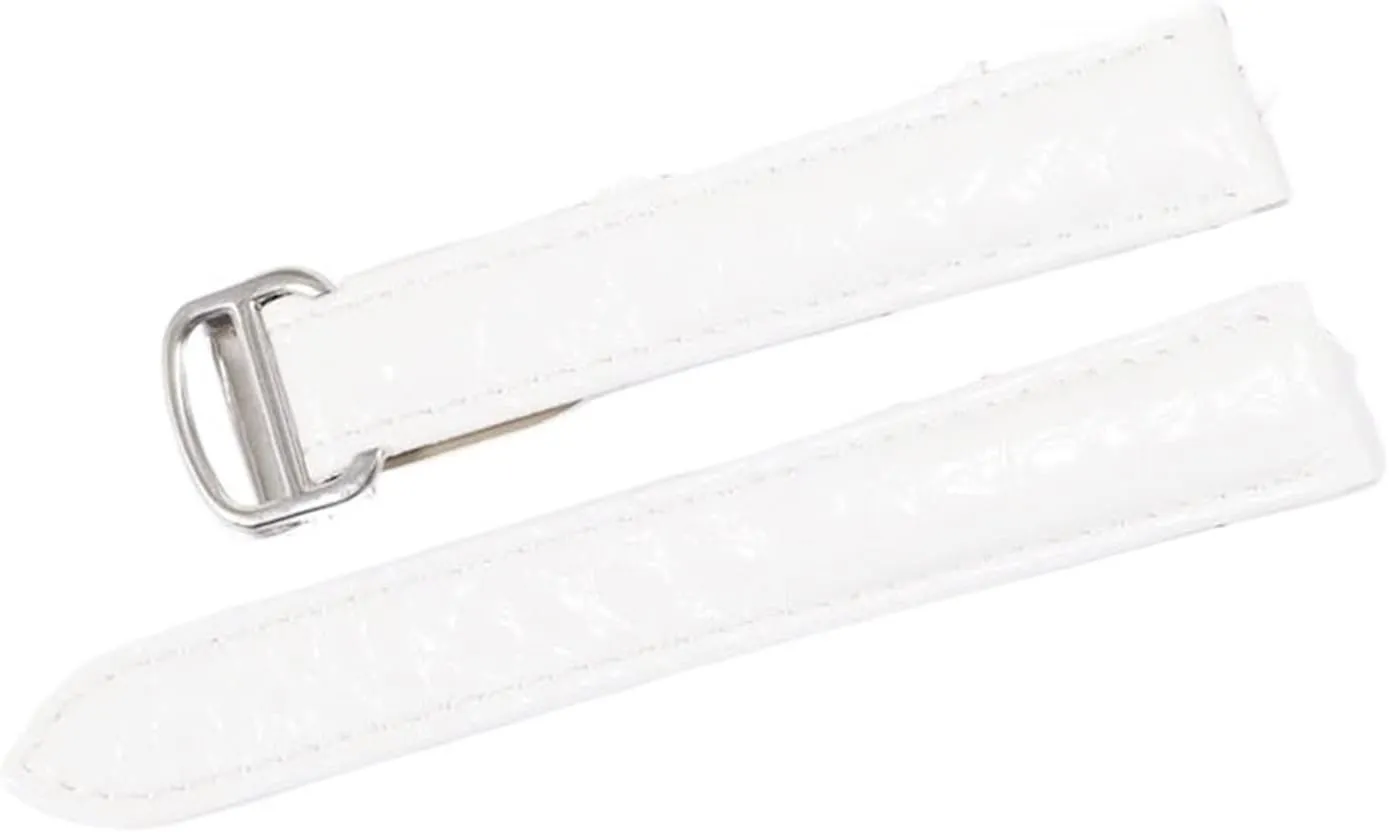 RHAIYAN Watch Accessories Crocodile Leather Watch Band with Stainless Steel Folding Buckle Compatible with Cartier Tank Solo Series Strap Specific (Color : White, Size : 25MM_Silver Buckle)