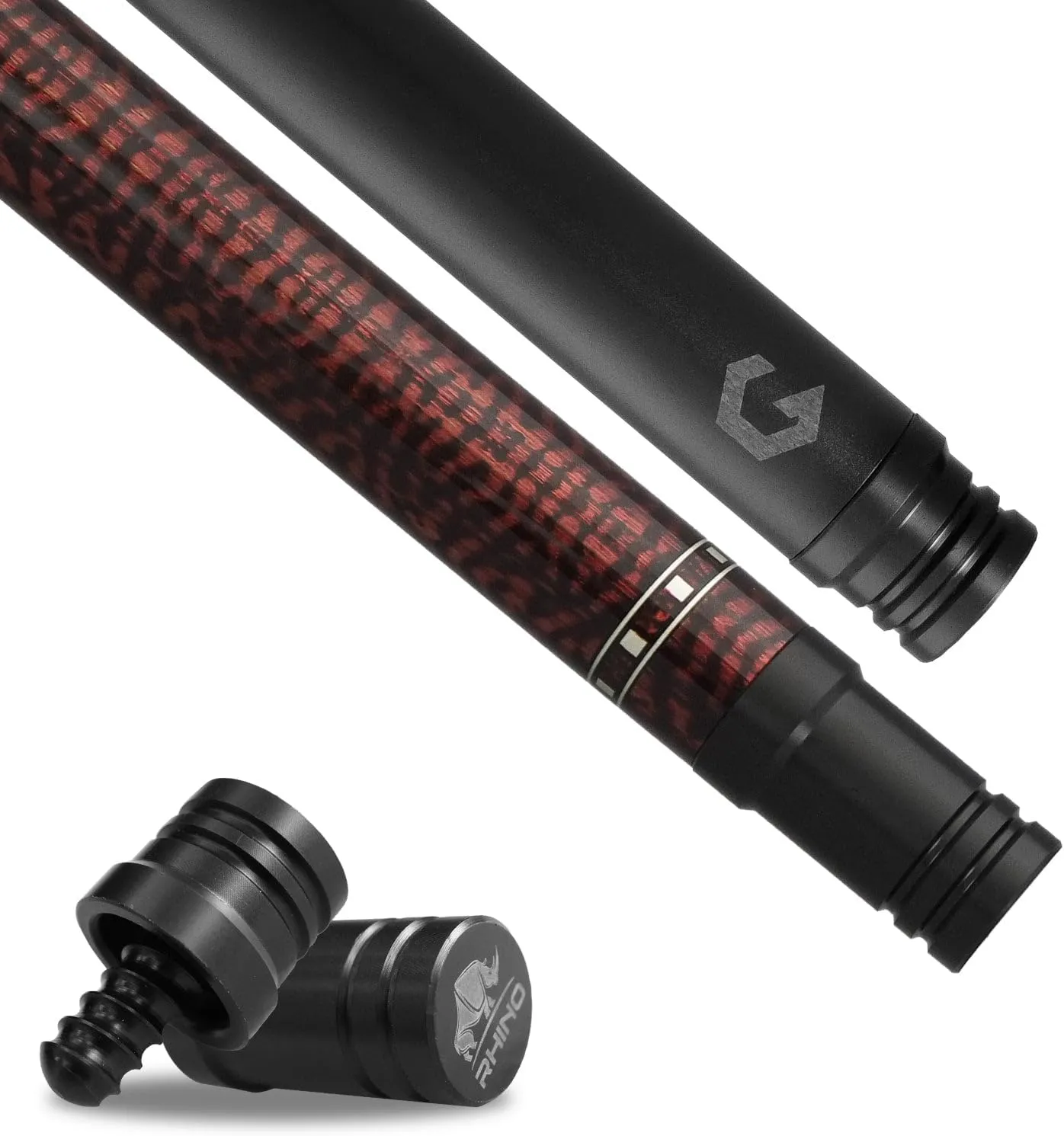 RHINO G-w Series Pool Cue - Amboyna, Bocote, Ebony, Snakewood, Thuya - 3/8-8 Joint - 12.5 mm Tip Diameter