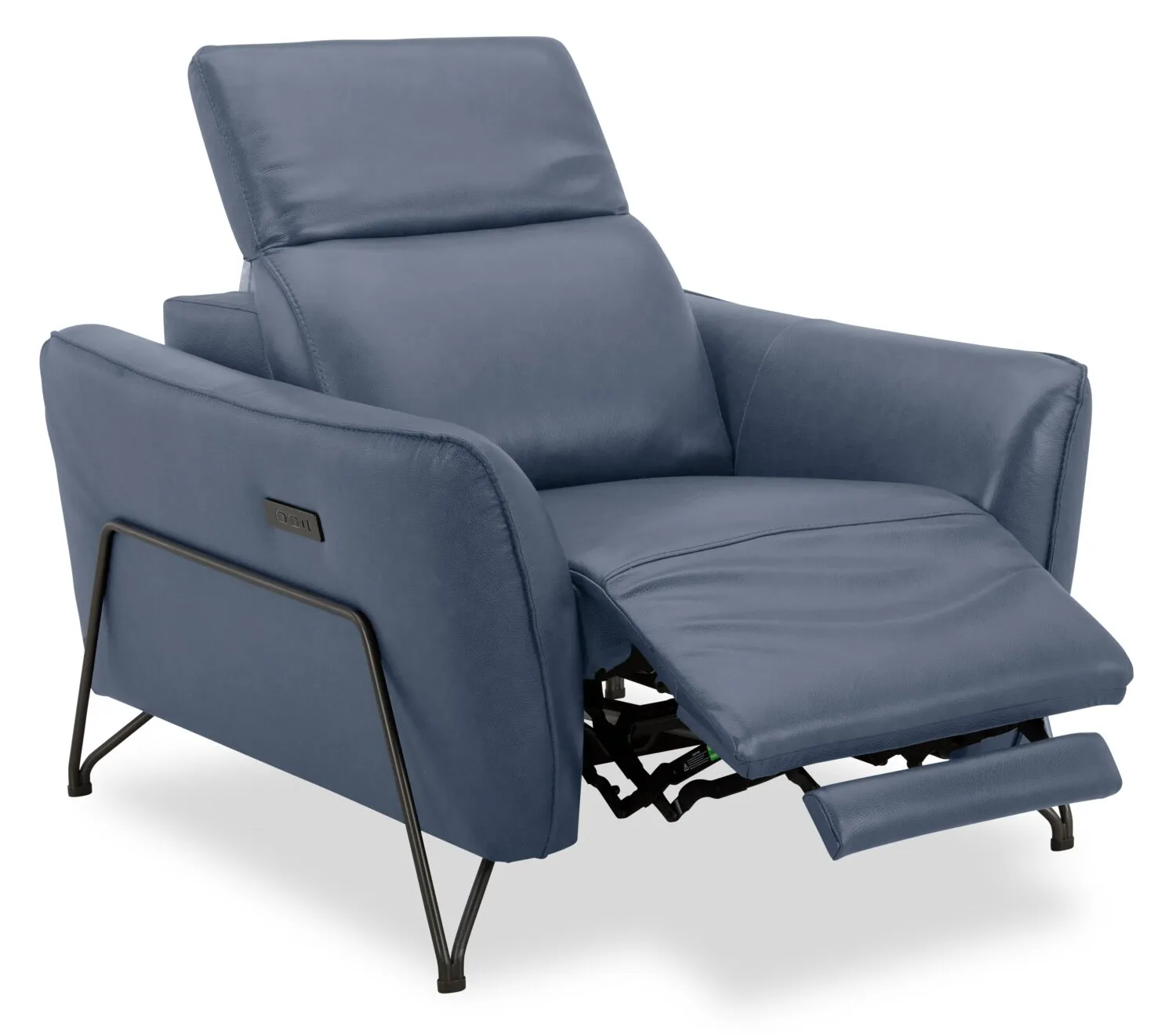 Riviera Top-Grain Genuine Leather Power Reclining Chair - Blue | Fauteuil à inclinaison électrique Riviera en cuir véritable de qualité supérieure - bleu
