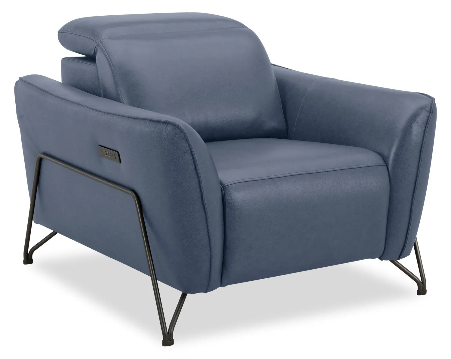 Riviera Top-Grain Genuine Leather Power Reclining Chair - Blue | Fauteuil à inclinaison électrique Riviera en cuir véritable de qualité supérieure - bleu