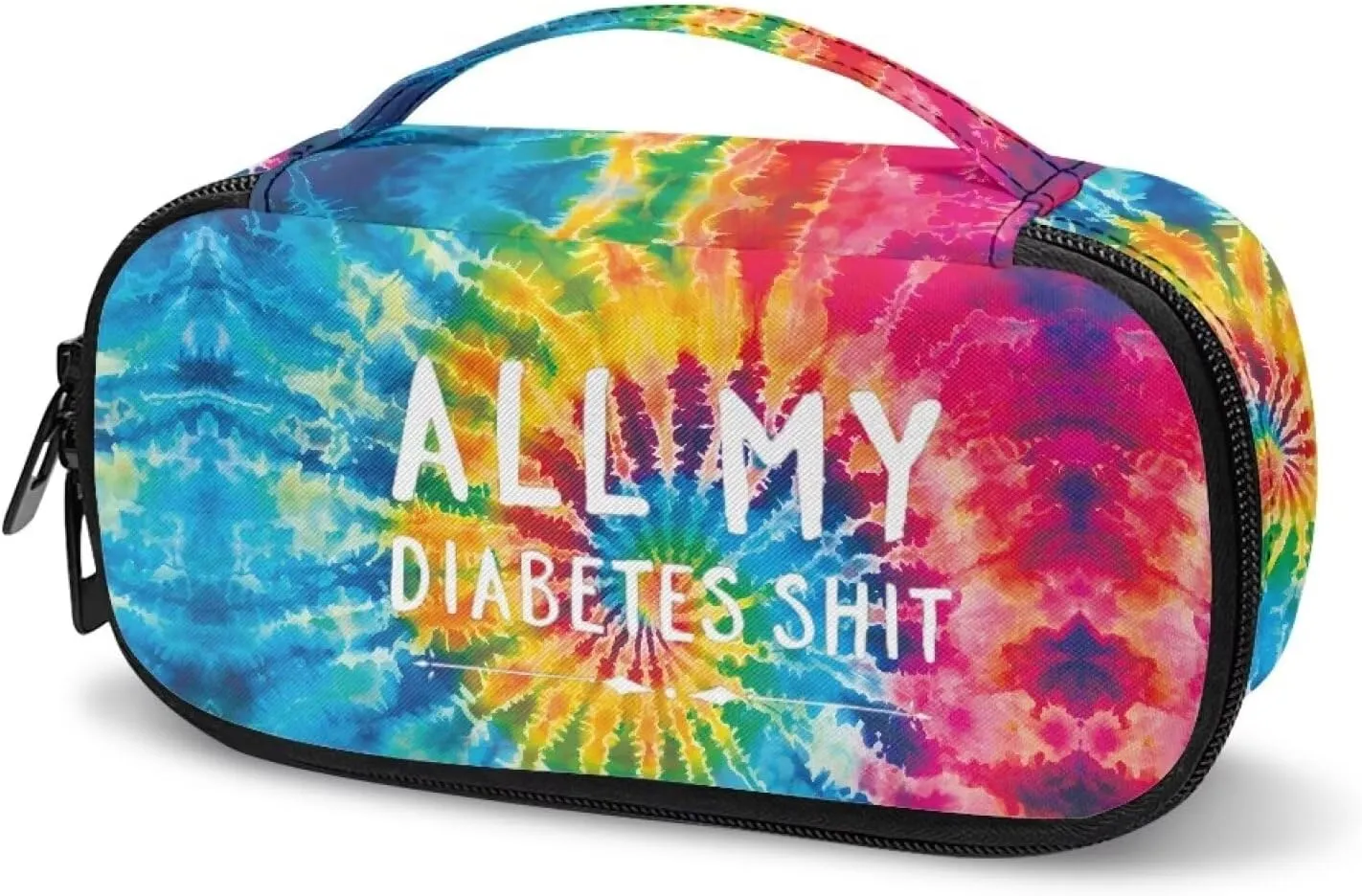 Rnyleeg Insulin Travel Case Tie Dye Insulin Bags for Women All My Diabetes Shit Diabetic Travel Case for Insulin Pens Diabetes Care for Daily Life Trip