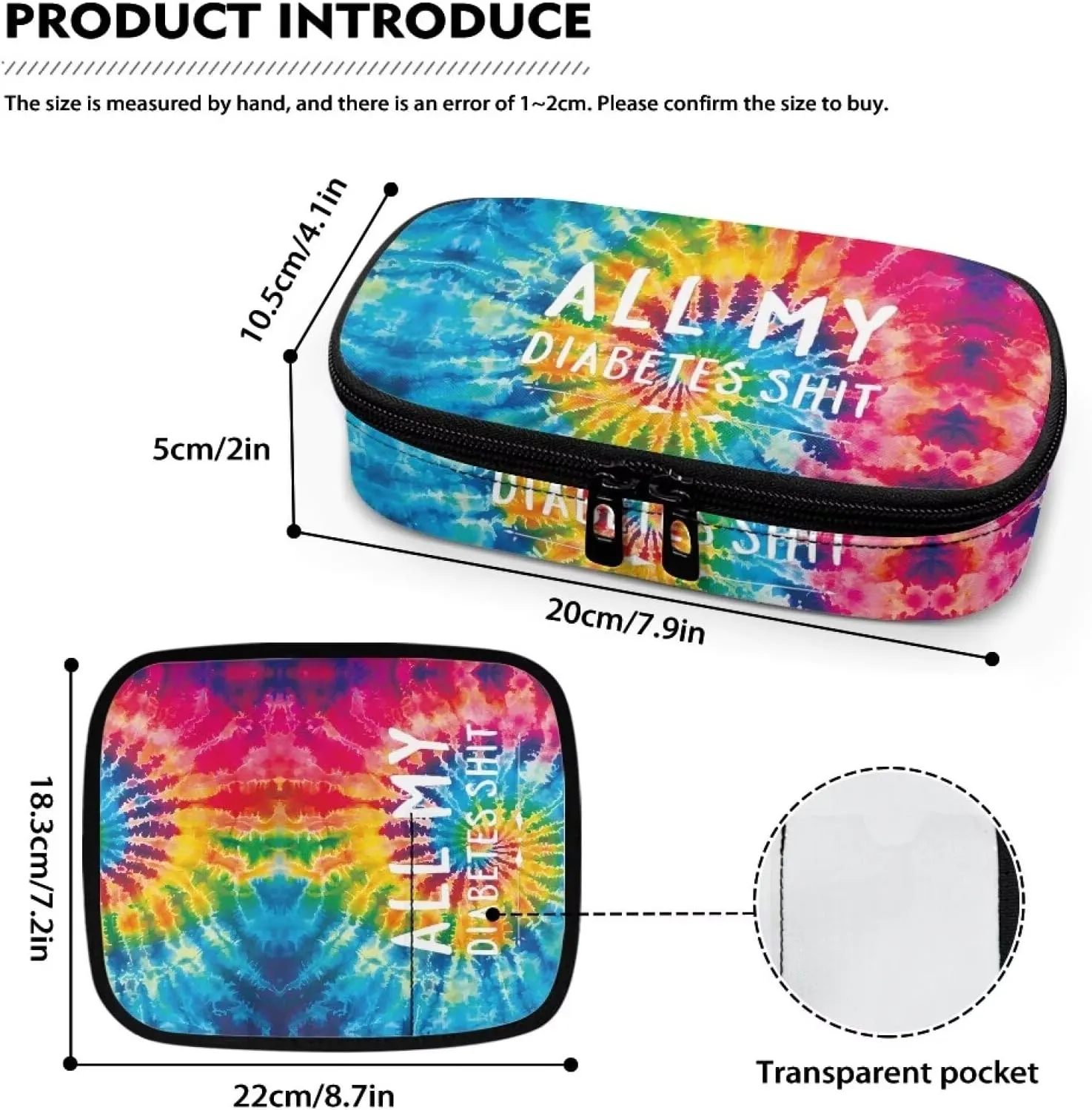 Rnyleeg Insulin Travel Case Tie Dye Insulin Bags for Women All My Diabetes Shit Diabetic Travel Case for Insulin Pens Diabetes Care for Daily Life Trip