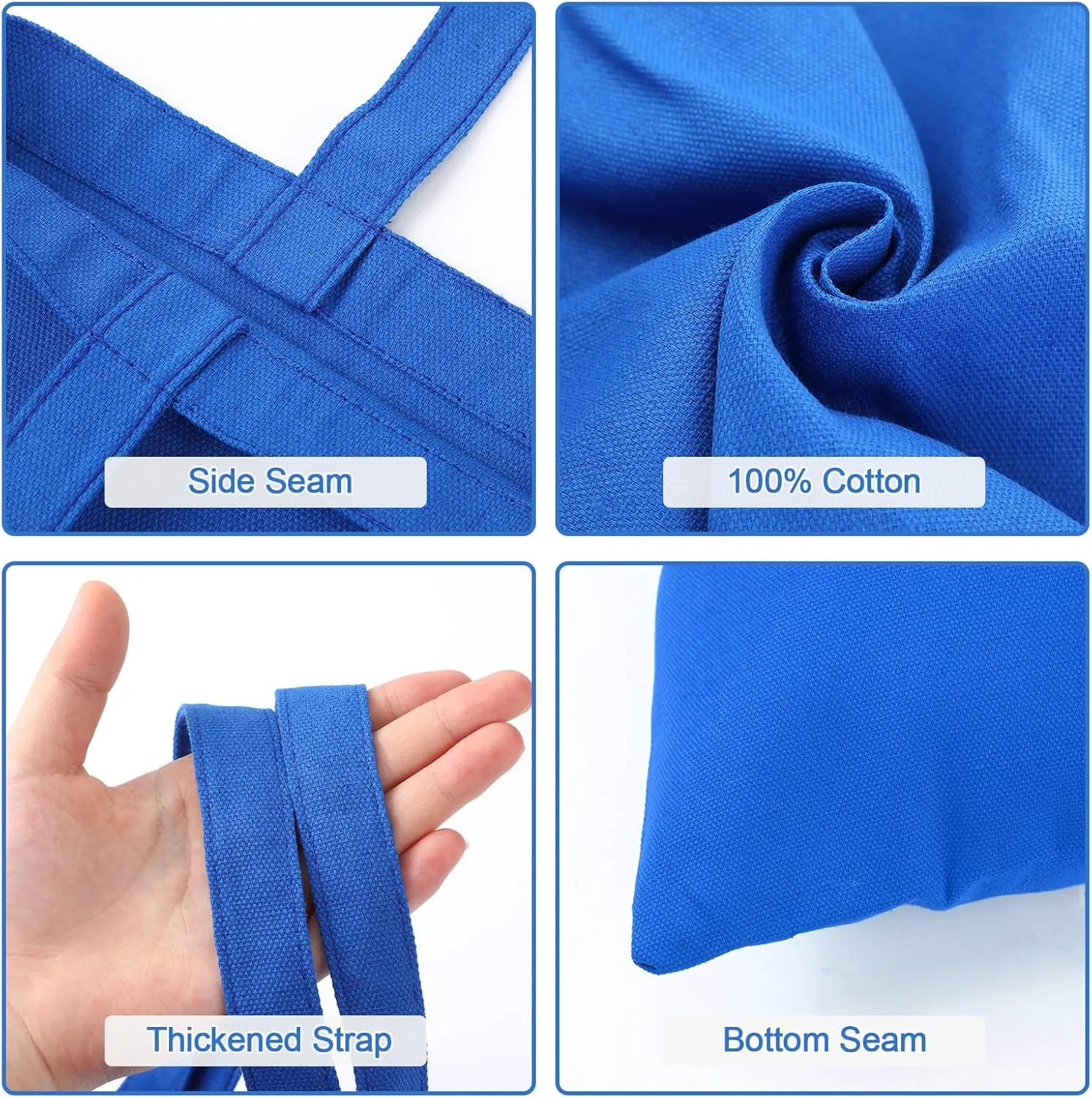Roowest 60 Pcs Employee Appreciation Gifts Cotton Canvas Tote Bags Bulk Reusable Grocery Shopping Cloth Bags for Womens DIY(Blue)