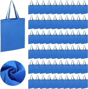 Roowest 60 Pcs Employee Appreciation Gifts Cotton Canvas Tote Bags Bulk Reusable Grocery Shopping Cloth Bags for Womens DIY(Blue)