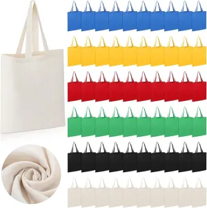 Roowest 60 Pcs Employee Appreciation Gifts Cotton Canvas Tote Bags Bulk Reusable Grocery Shopping Cloth Bags for Womens DIY(Multicolor)