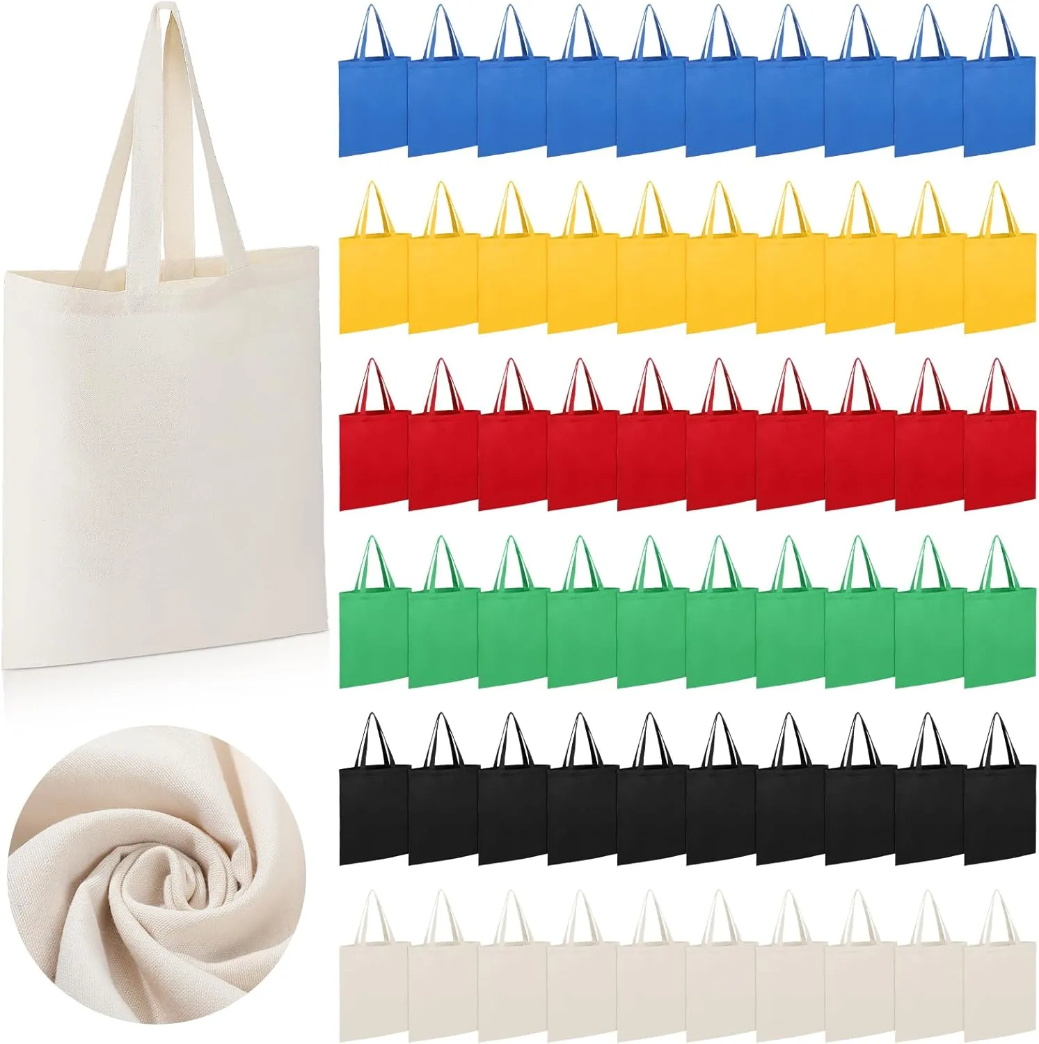 Roowest 60 Pcs Employee Appreciation Gifts Cotton Canvas Tote Bags Bulk Reusable Grocery Shopping Cloth Bags for Womens DIY(Multicolor)