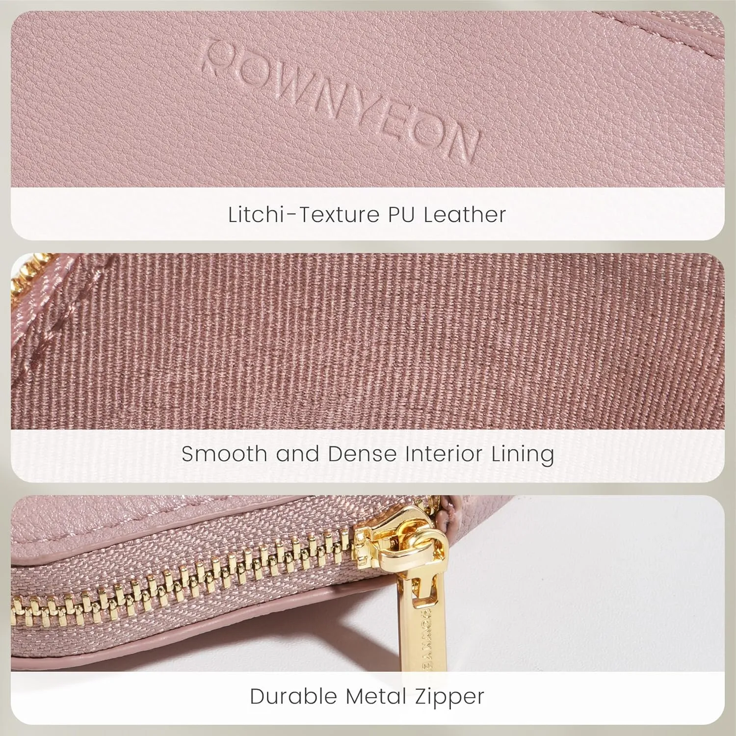ROWNYEON Small Makeup Bag for Purse, Mini Portable Cosmetic Bags for Women, PU Leather Coin Purse Lipstick Cosmetic Accessories Organizer, Travel Makeup Pouch Zipper Pouch for Men Women