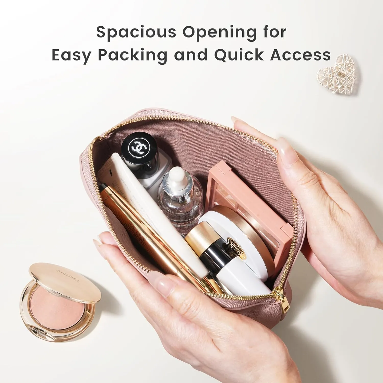 ROWNYEON Small Makeup Bag for Purse, Mini Portable Cosmetic Bags for Women, PU Leather Coin Purse Lipstick Cosmetic Accessories Organizer, Travel Makeup Pouch Zipper Pouch for Men Women