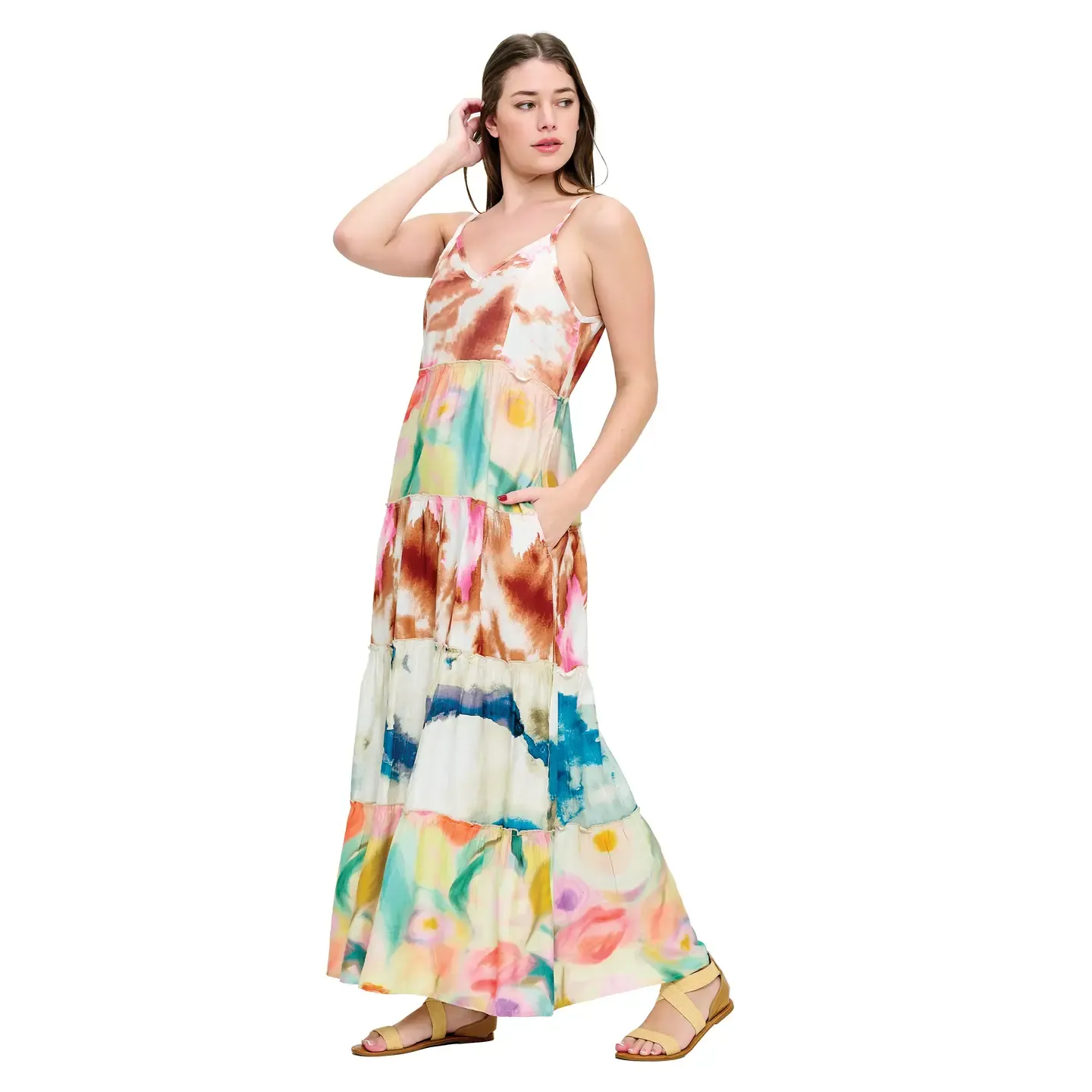 Ruffled Tie Dye Maxi Dress
