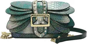 Rungion Womens Small Crossbody Bags Snake Print Handbags Vegan Leather Shoulder Purse Trendy Ladies Party Clutch Satchel