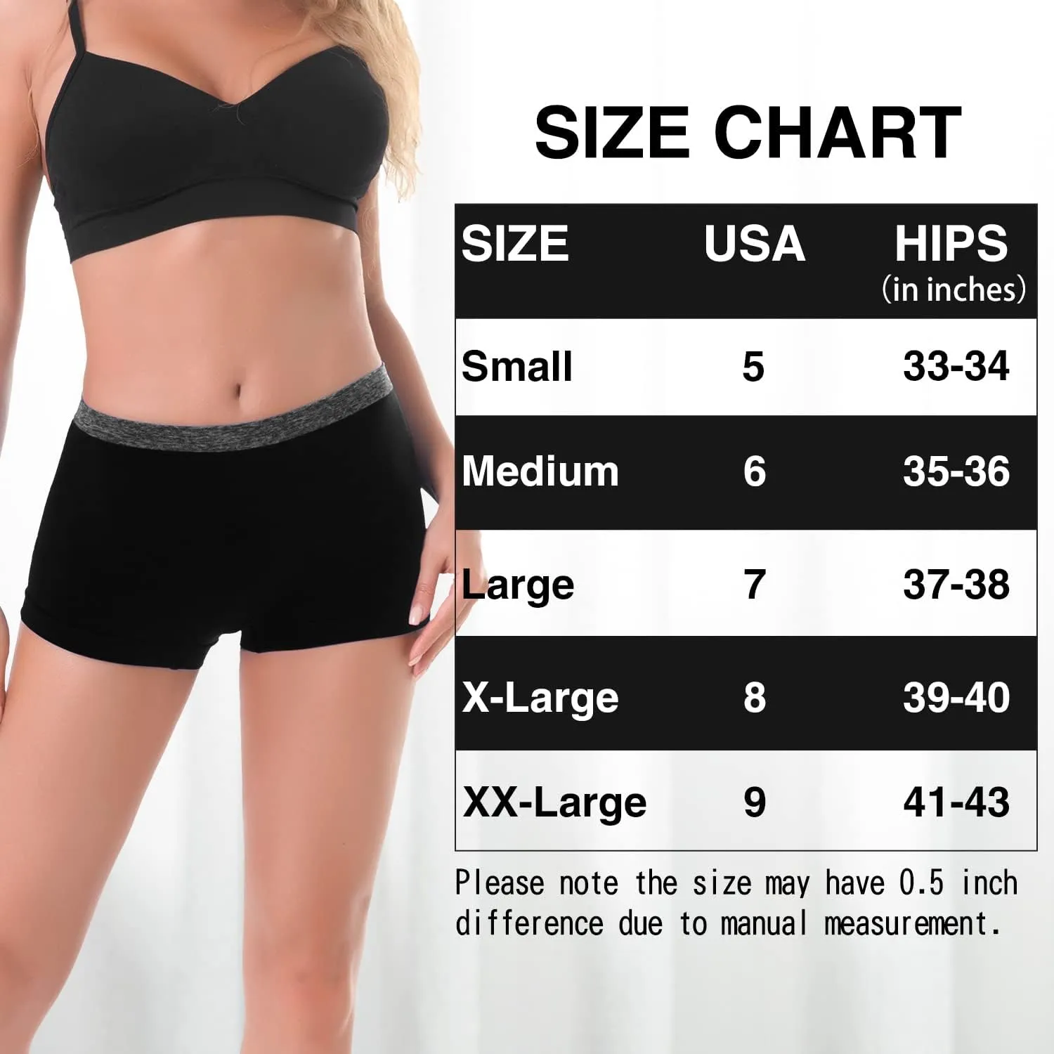 Ruxia Women's Seamless Boyshort Panties Nylon Spandex Underwear Stretch Boxer Briefs Pack of 5