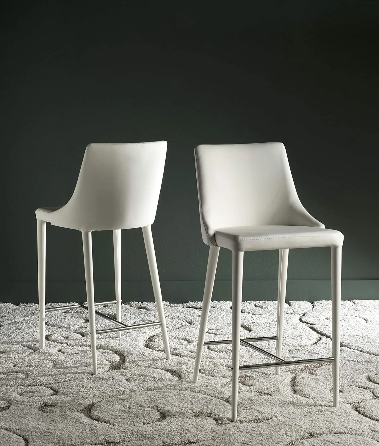 Safavieh Home Collection Summerset Mid-Century Modern White Counter Stool
