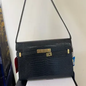 Saint Laurent Bellechasse Black Crocodile Shoulder Bag