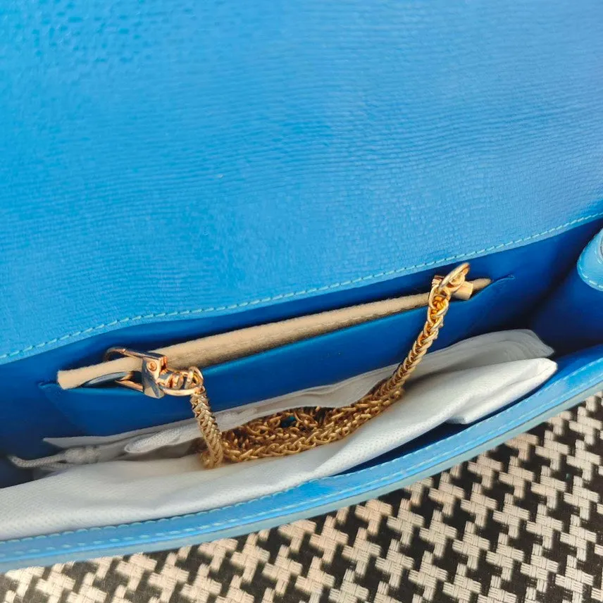 Saint Laurent Blue Clutch, Preloved, with Free Chain - Perfect for Vintage YSL Bag Collectors