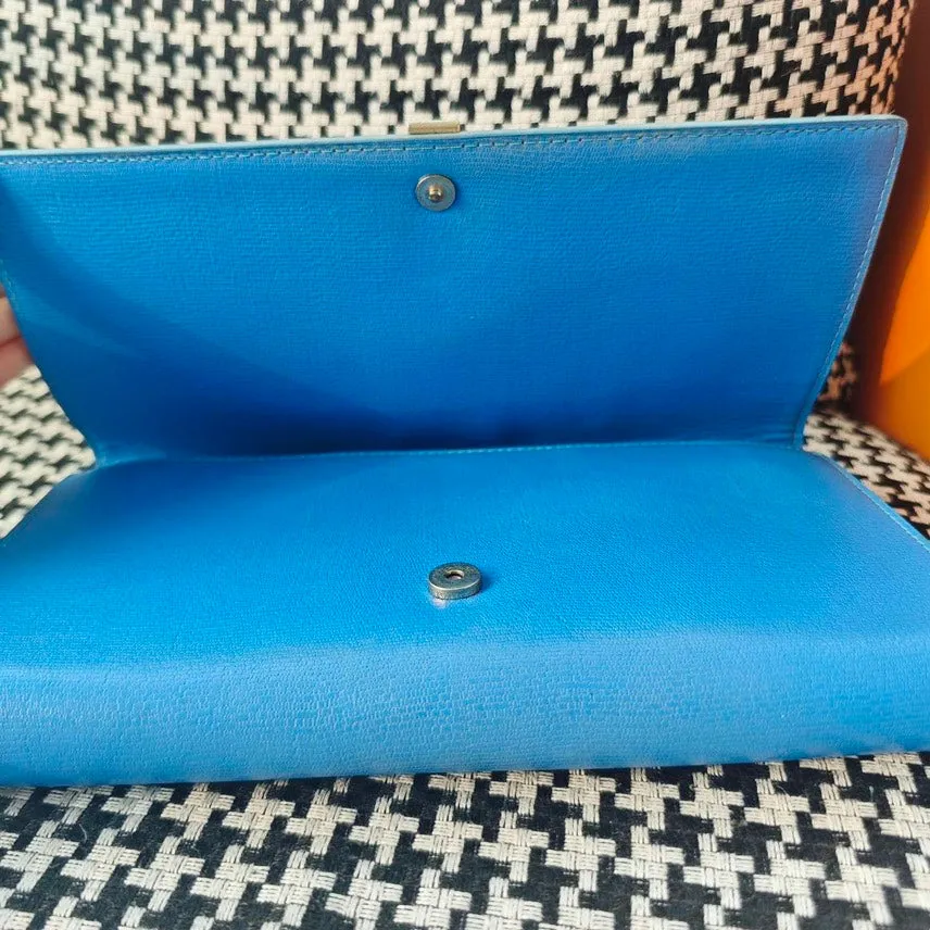 Saint Laurent Blue Clutch, Preloved, with Free Chain - Perfect for Vintage YSL Bag Collectors