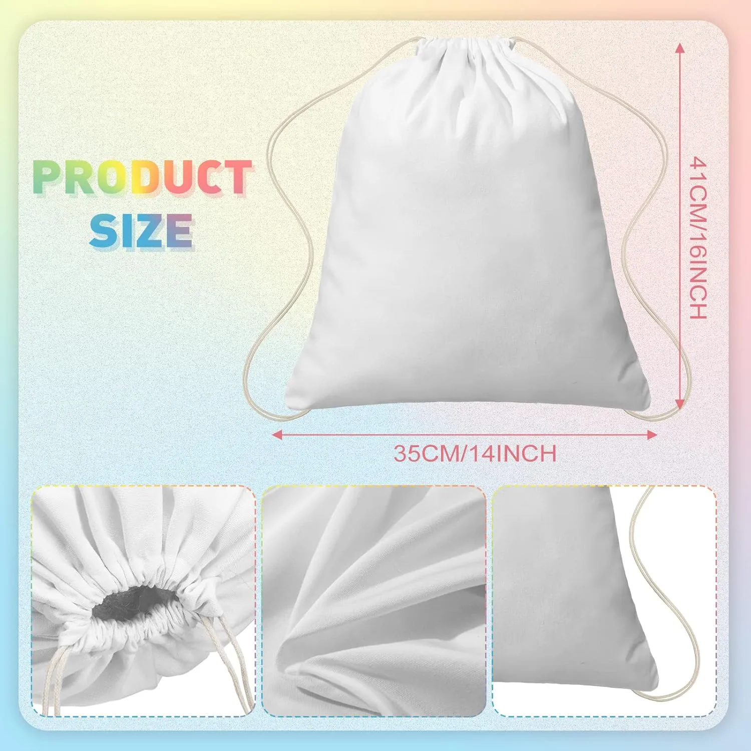 Saintrygo 100 Pcs Tie Dye Bags Cotton Drawstring Bags Sublimation Blank Backpack Drawstring Tote Items to Tie Dye