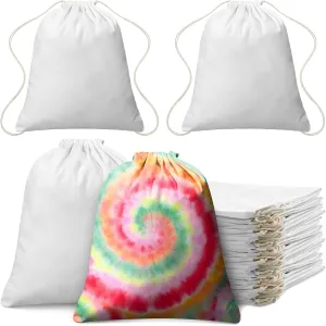 Saintrygo 100 Pcs Tie Dye Bags Cotton Drawstring Bags Sublimation Blank Backpack Drawstring Tote Items to Tie Dye