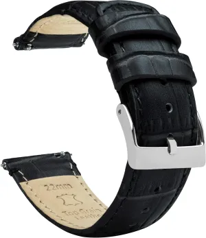 Samsung Galaxy Watch Active Black Alligator Grain Leather Watch Band