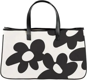 Santa Barbara Design Studio Tote Bags Hold Everything Women's Canvas Shoulder Bag with Waterproof Lining, 20" x 11", Natural/Grey Flowers