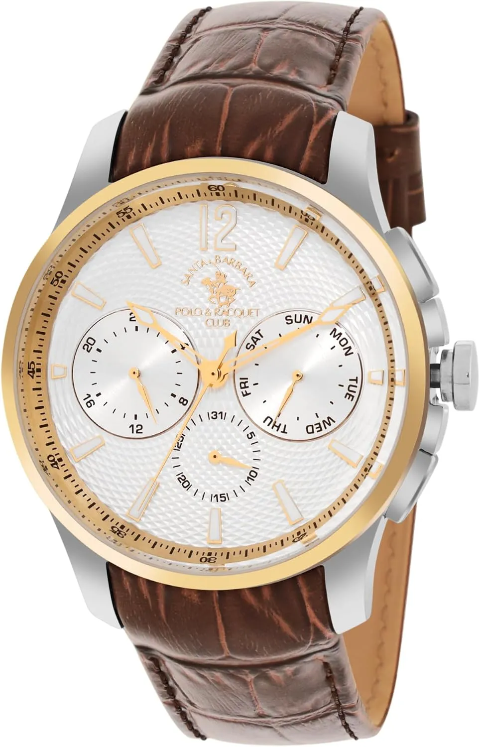 Santa Barbara Polo & Racquet Club Mens Watch, Luxury Watch for Men - Wrist Watches for Men, Leather Strap Timepiece, Analog Display Wrist Watch