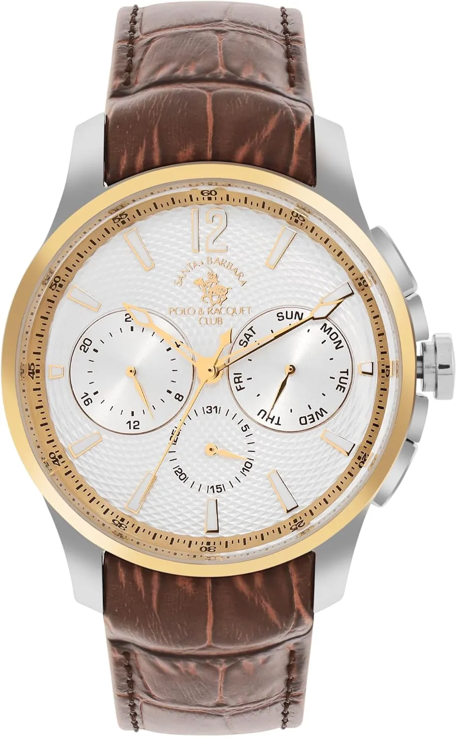 Santa Barbara Polo & Racquet Club Mens Watch, Luxury Watch for Men - Wrist Watches for Men, Leather Strap Timepiece, Analog Display Wrist Watch