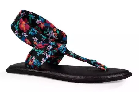 Sanuk Black Waikiki Floral Lil Yoga Sling Ella Prints KIds Sandals 1090940YBW