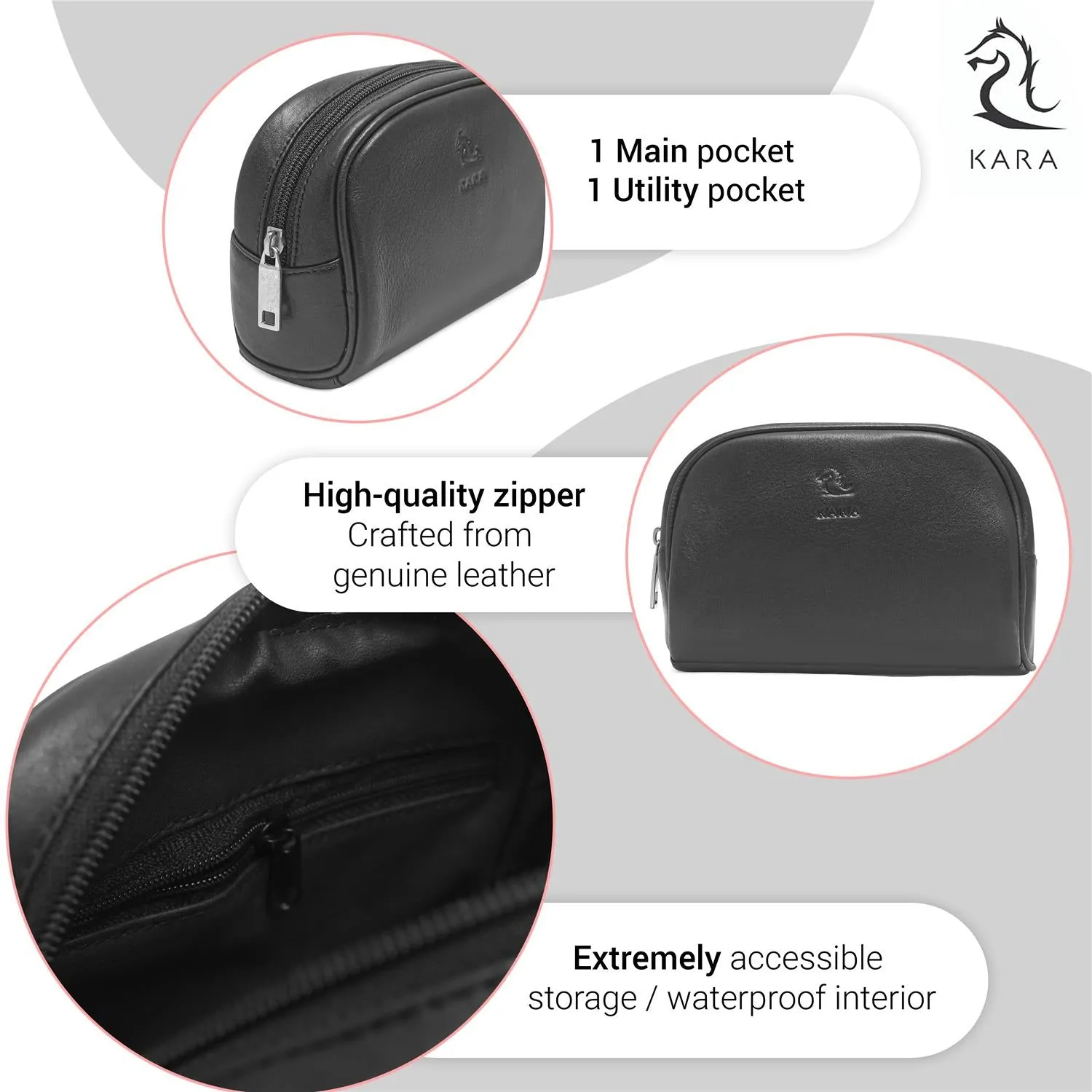 Sasha Classic Durable Leather Toiletry Bag