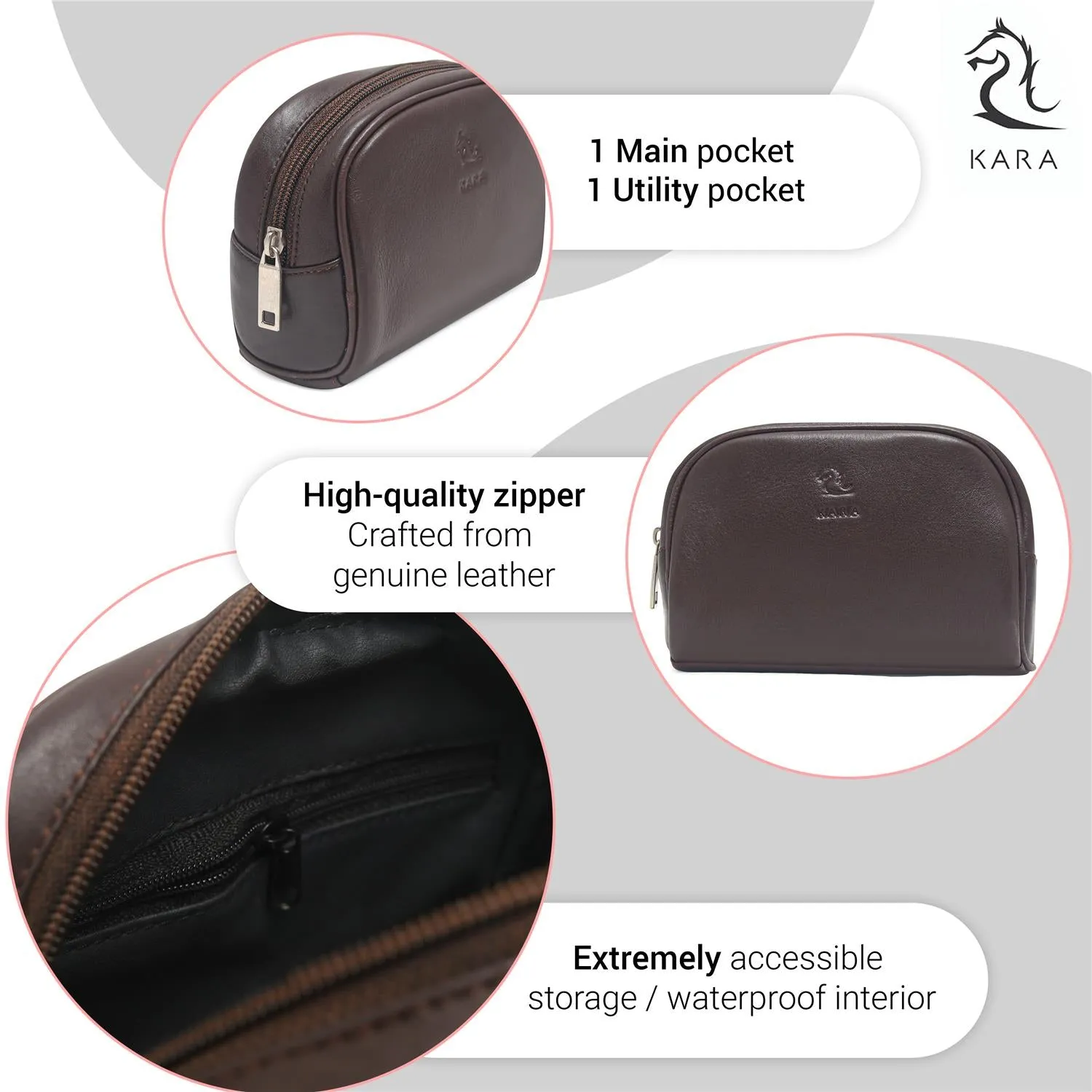 Sasha Classic Durable Leather Toiletry Bag