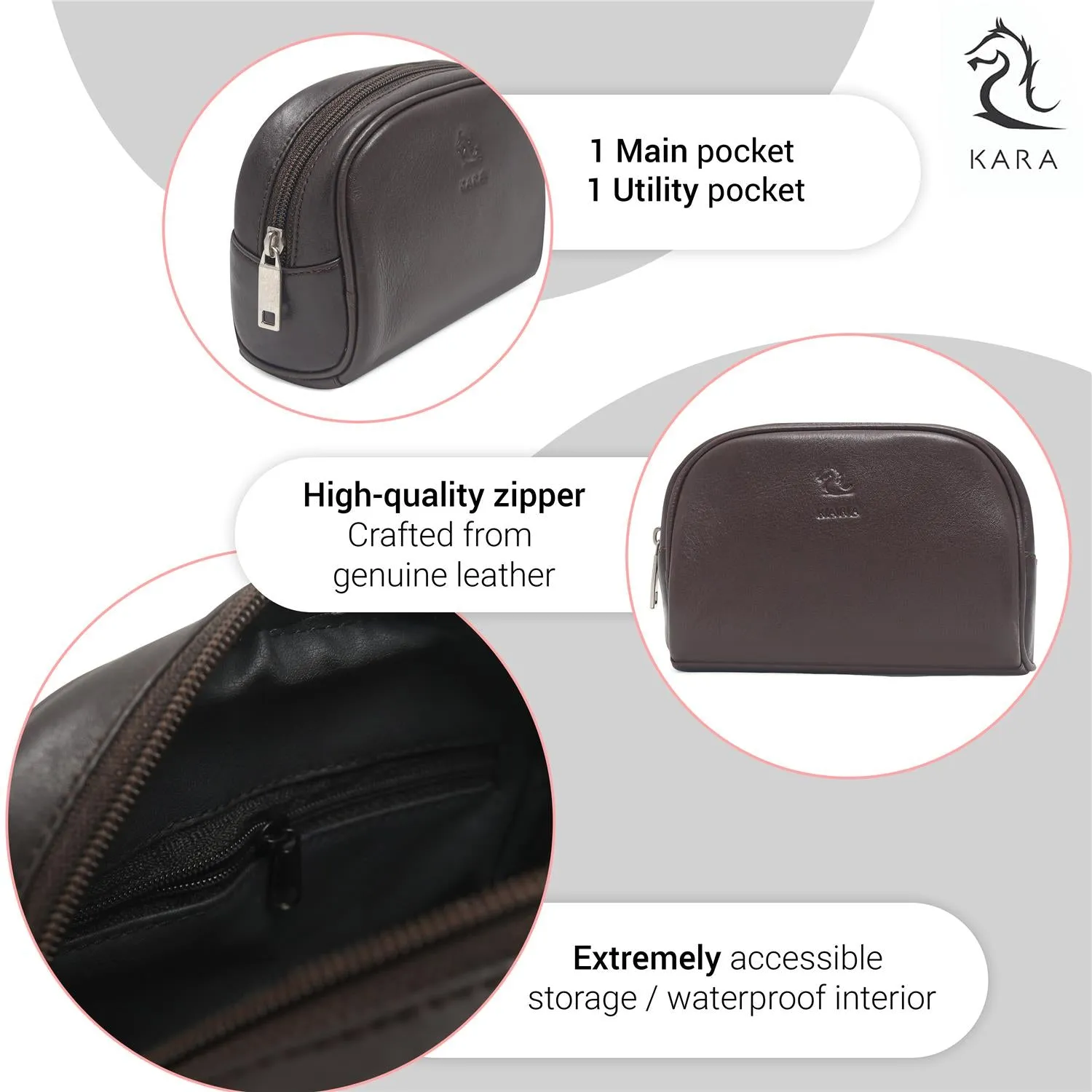 Sasha Classic Durable Leather Toiletry Bag