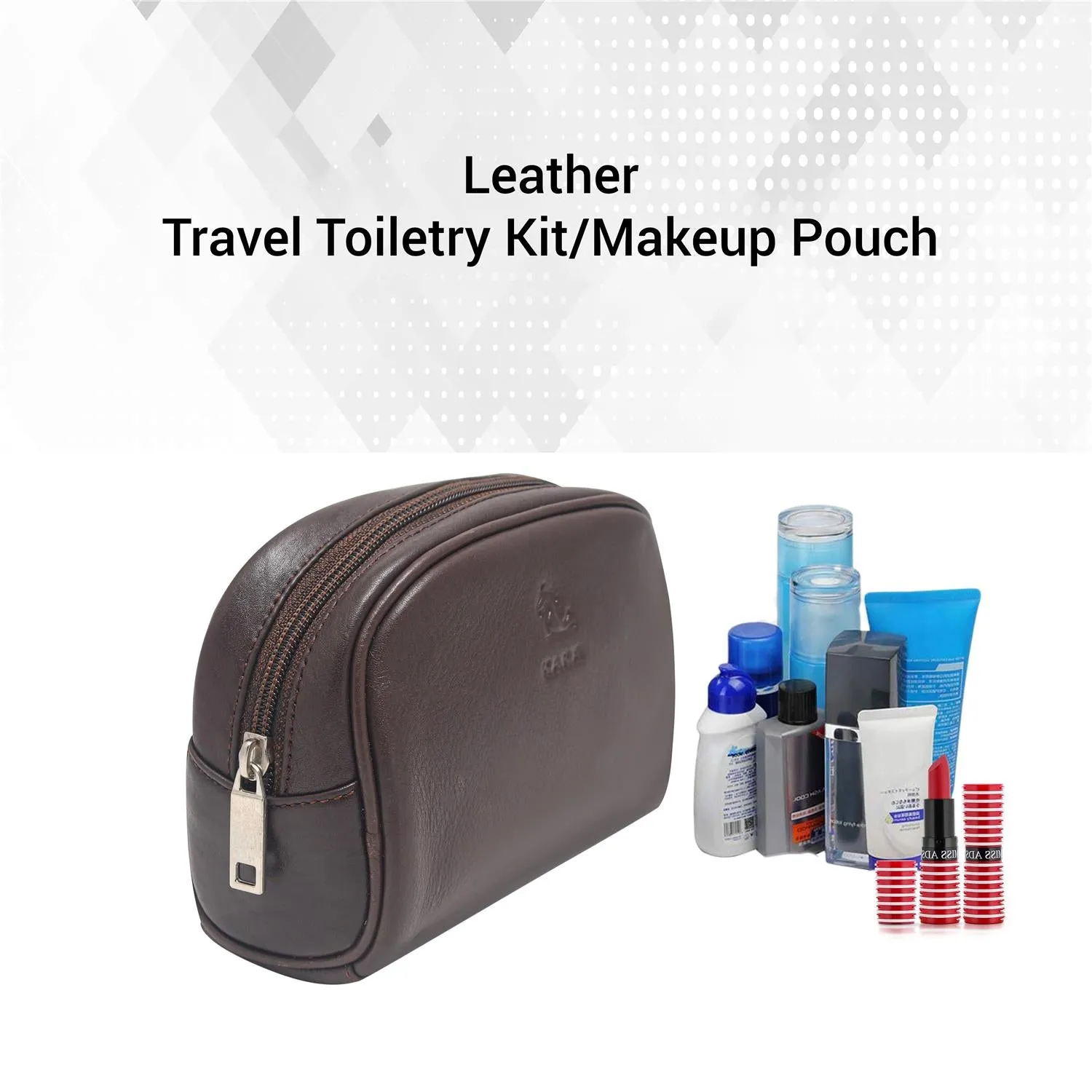Sasha Classic Durable Leather Toiletry Bag