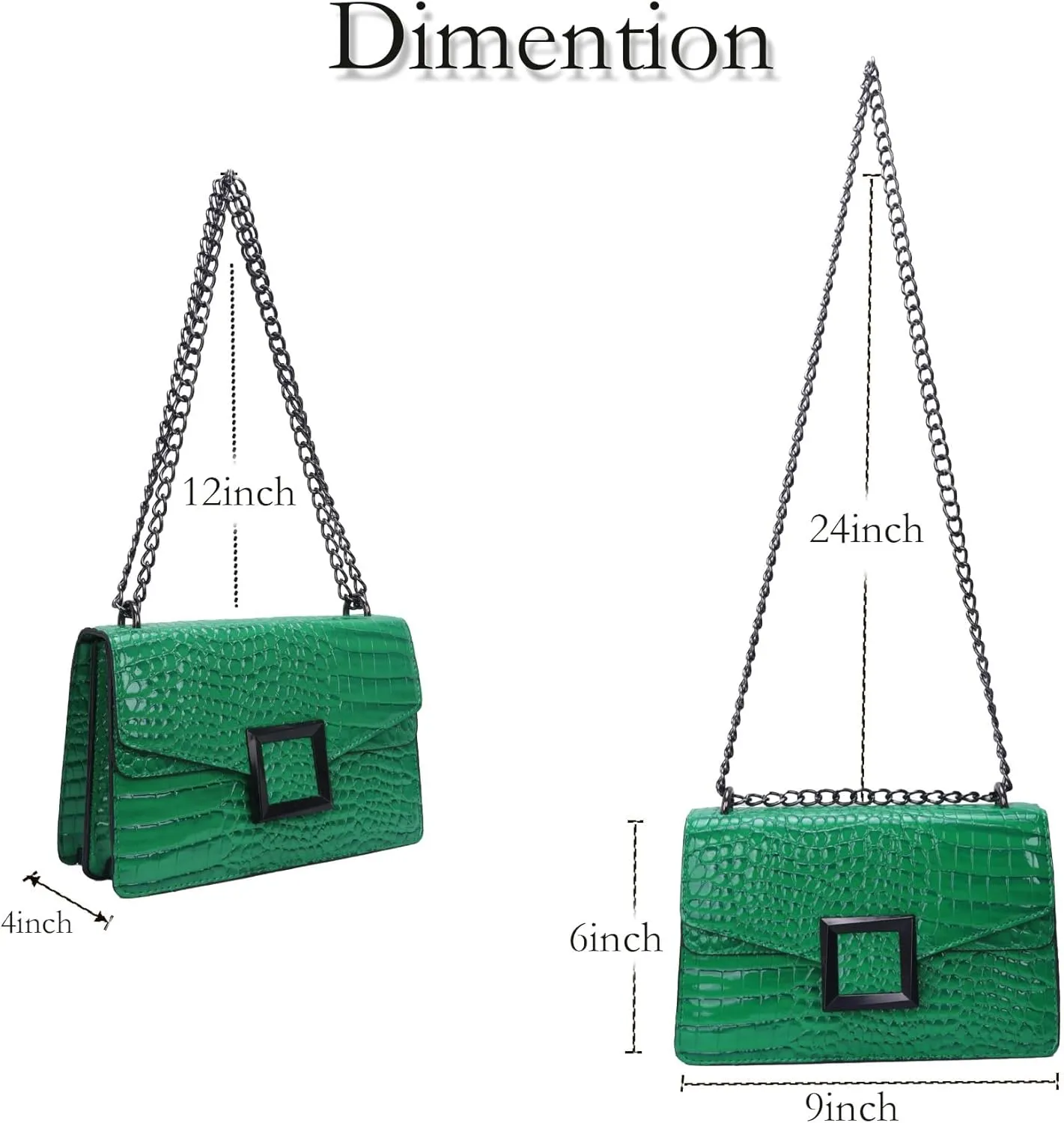 Satchel Crossbody Bag for Women - Crocodile Print Shoulder Purse Luxury PU Leather Handbags With Chain Straps