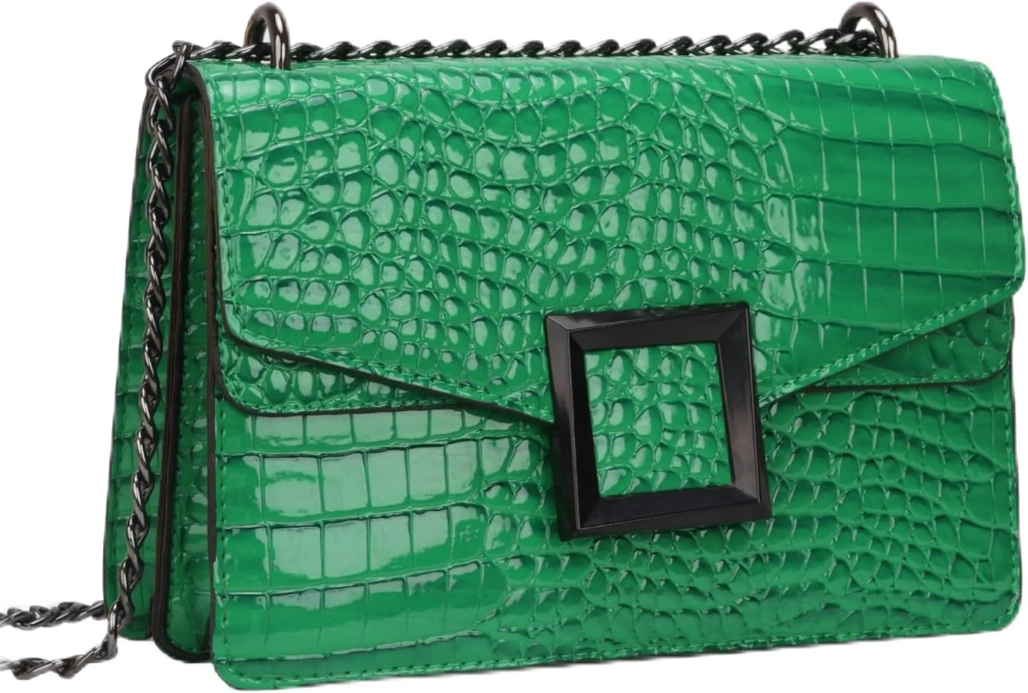 Satchel Crossbody Bag for Women - Crocodile Print Shoulder Purse Luxury PU Leather Handbags With Chain Straps