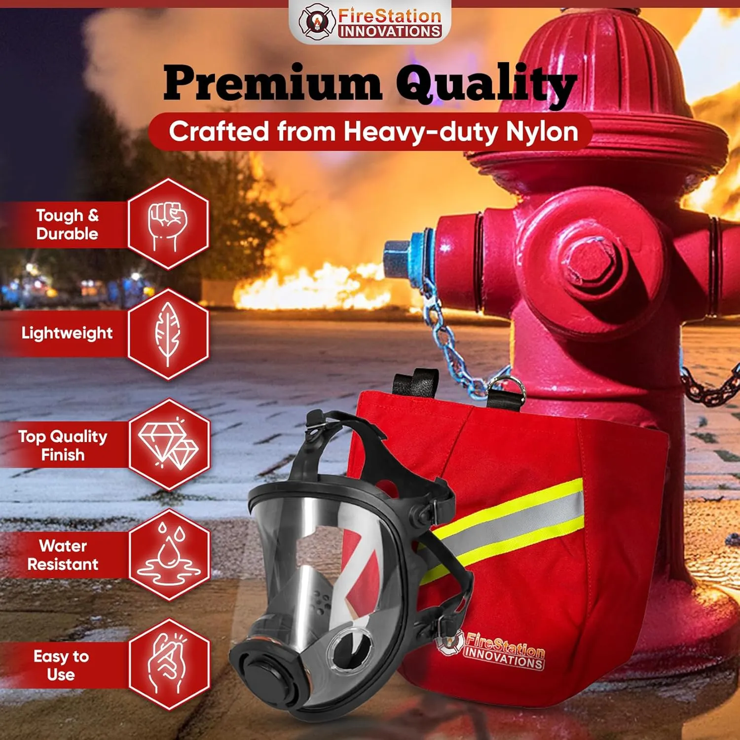 SCBA MASK BAG - Heavy Duty Firefighters Bags with Multiple Pockets| Respirator Bags with Sleek Design and Extra Storage (Black)