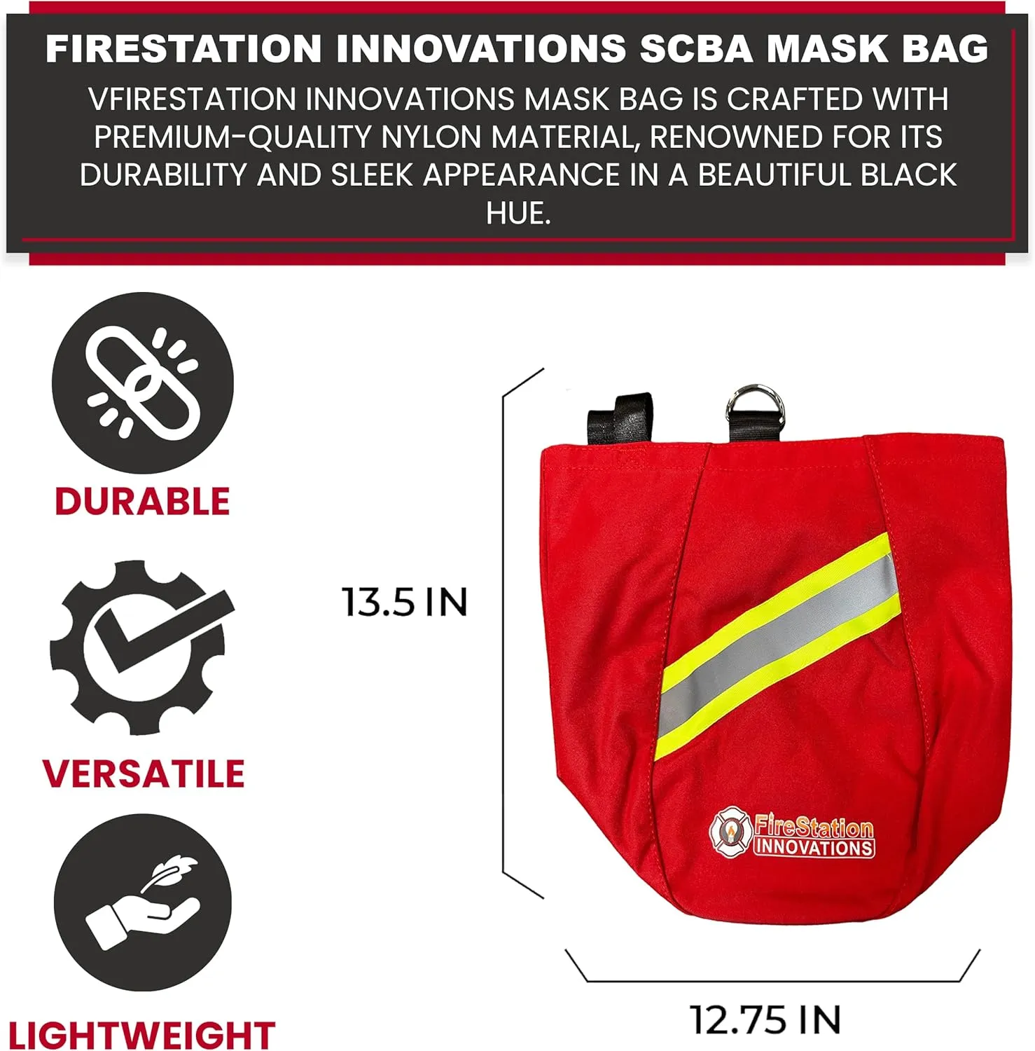 SCBA MASK BAG - Heavy Duty Firefighters Bags with Multiple Pockets| Respirator Bags with Sleek Design and Extra Storage (Red)