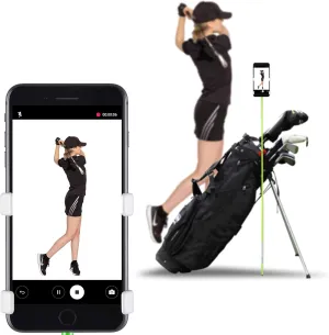 SelfieGOLF Record Golf Swing - Cell Phone Holder Golf Analyzer Accessories | Winner of The PGA Best Product | Selfie Putting Training Aids Works with Any Golf Bag and Alignment Stick