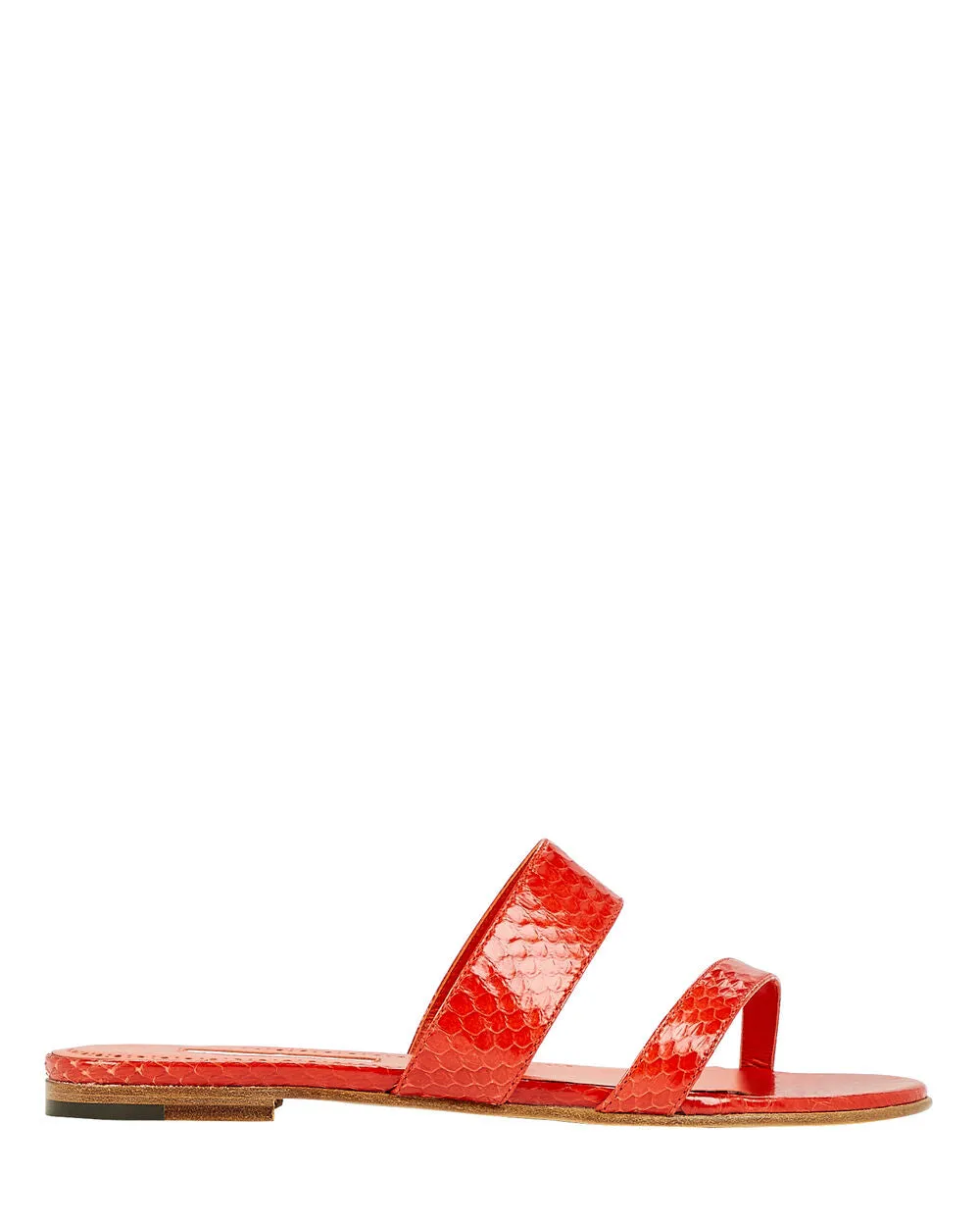 Serrato Snake-Embossed Strappy Slide Sandals