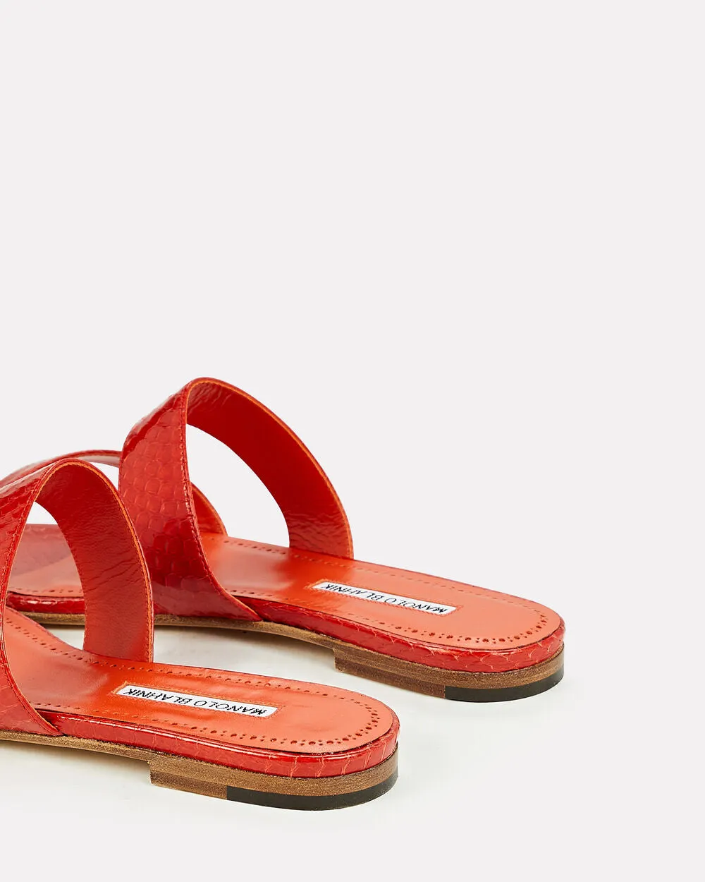 Serrato Snake-Embossed Strappy Slide Sandals