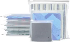 Set of 100 Plastic Poly Bags with Slider Closure for Clothes & Fabrics, 3 Mil (Frosted, 14 X 14")