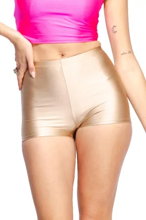 Shiny Shorts High Waist Neon Dance Shorts Comfy Stretch Nylon Spandex Hotpants for Disco Party Rave Halloween Costumes