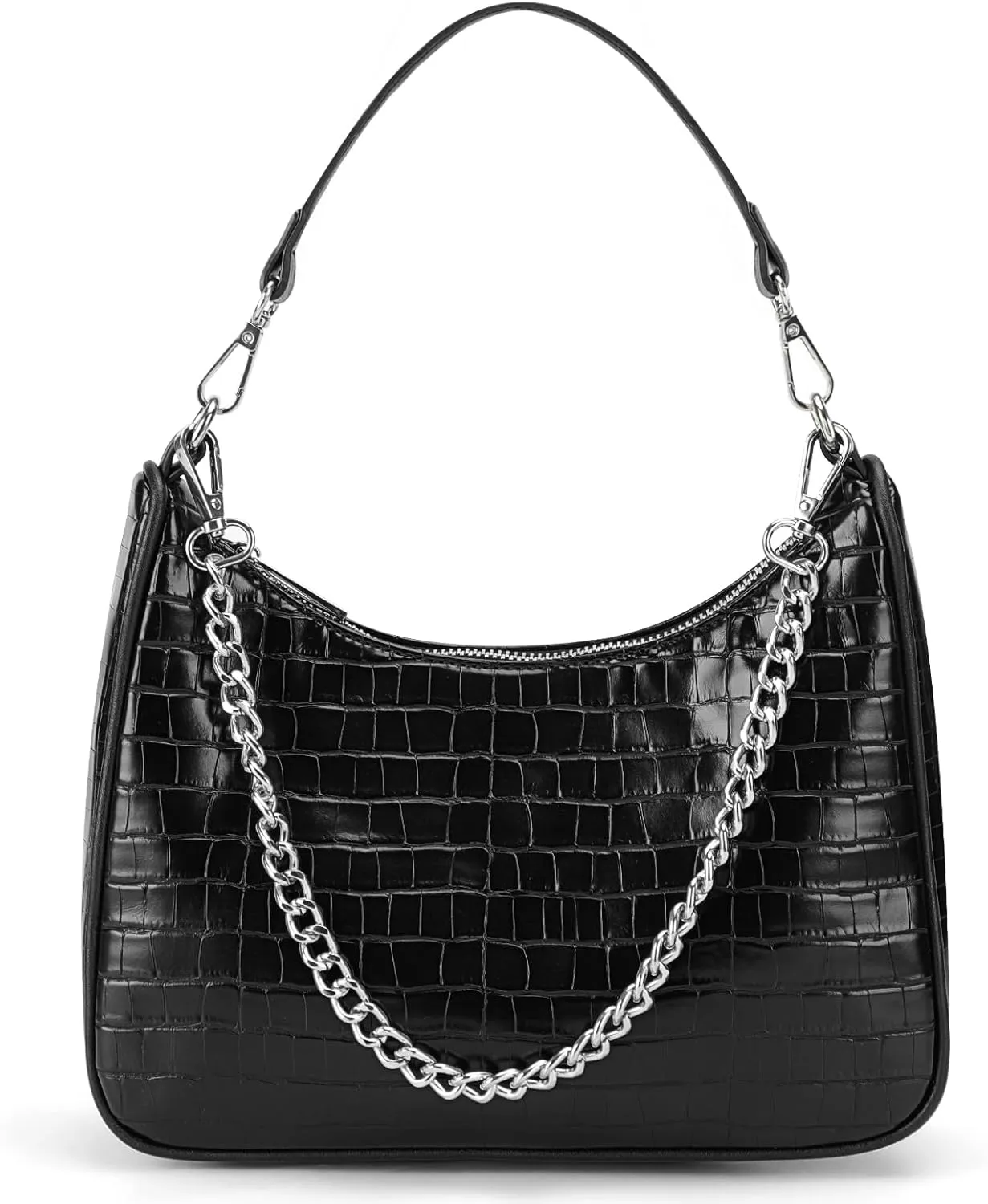 Shoulder Bags for Women, Trendy Crocodile Handbag Purses, Women’s Leather Crossbody Bag with Adjustable Straps/Chain
